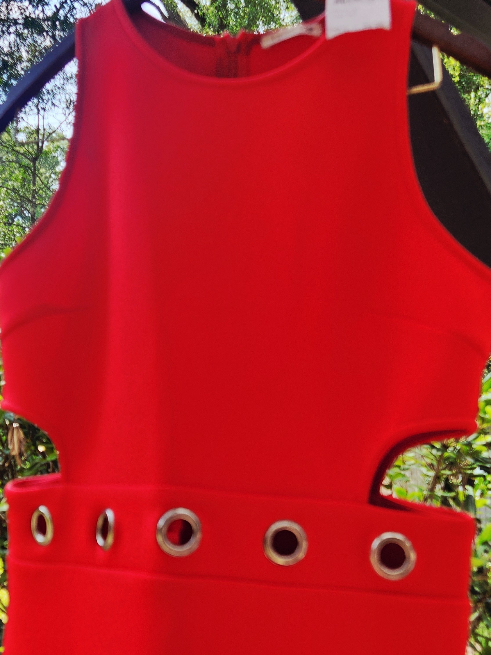 Nwt Nordatrom Rack Sexy Red Cutout Midi Dress With Grommet Waist Size Medium — image 3 of 5